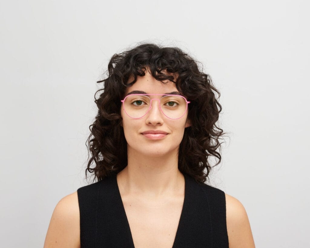 Mykita Eero_Neon Pink_pilotglasögon_modell2