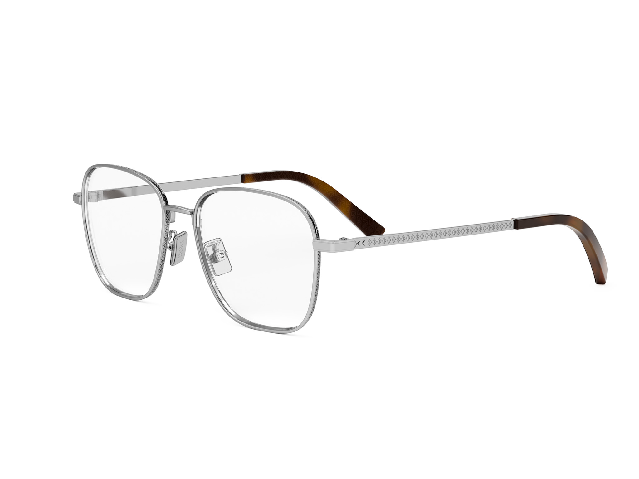 DIOR CD DiamondO S7U Silver Geometric Eyeglasses