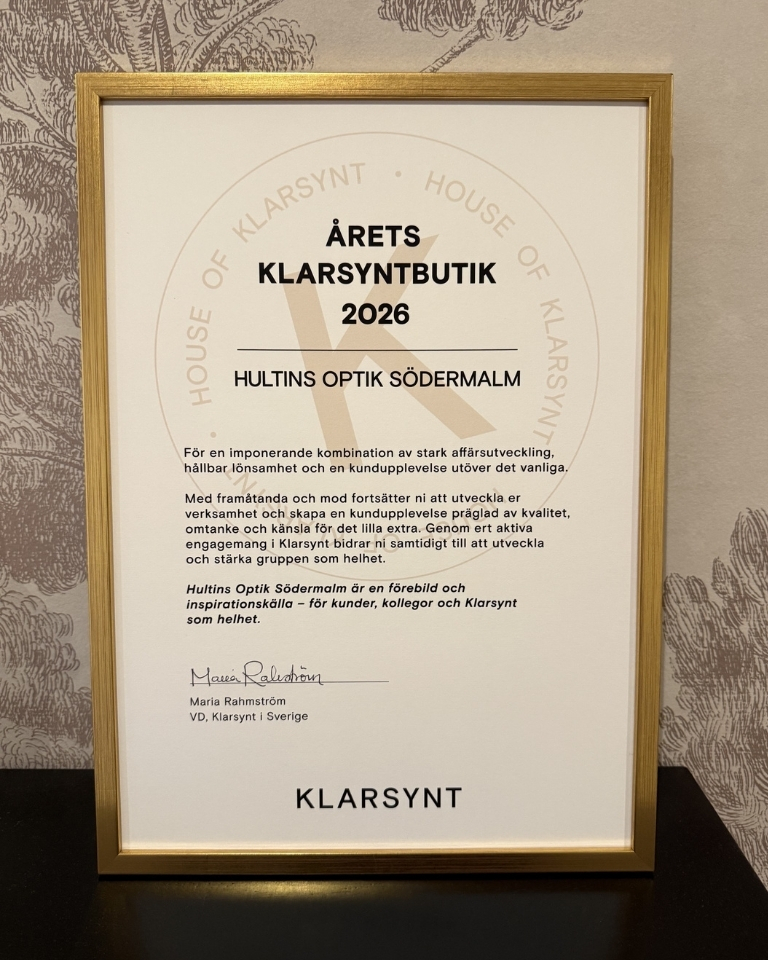 Årets butik 2026 - Hultins Optik